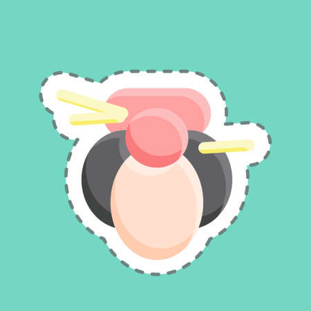 Sticker line cut Geisha. suitable for Japanese symbol. simple design editable. design template vector. simple illustrationのイラスト素材