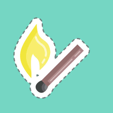 Sticker line cut Match. suitable for House symbol. simple design editable. design template vector. simple illustrationのイラスト素材