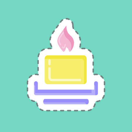 Sticker line cut Candle. suitable for House symbol. simple design editable. design template vector. simple illustrationのイラスト素材