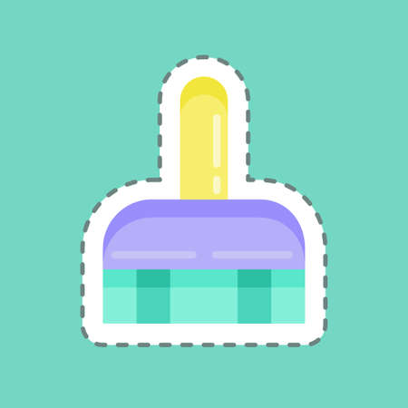 Sticker line cut Cleaning Brush. suitable for Kids symbol. simple design editable. design template vector. simple illustrationのイラスト素材