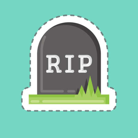 Sticker line cut Grave. suitable for Halloween symbol. simple design editable. design template vector. simple illustrationのイラスト素材