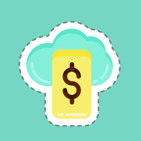 Sticker line cut Digital Wallet. suitable for education symbol. simple design editable. design template vector. simple illustrationの写真素材