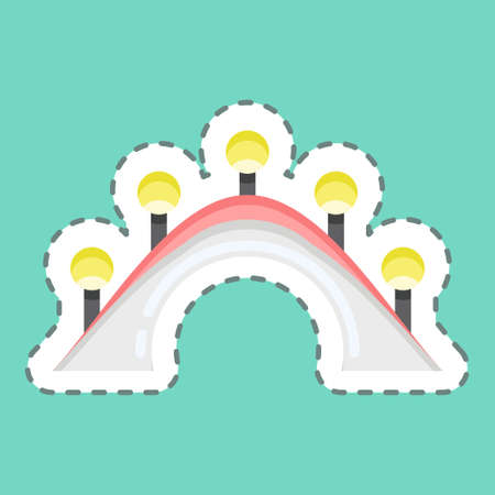 Sticker line cut Bridge. suitable for City Park symbol. simple design editable. design template vector. simple illustrationのイラスト素材