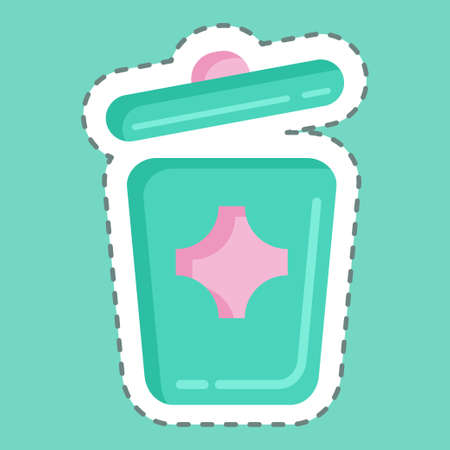 Sticker line cut Trash Can. suitable for City Park symbol. simple design editable. design template vector. simple illustrationのイラスト素材