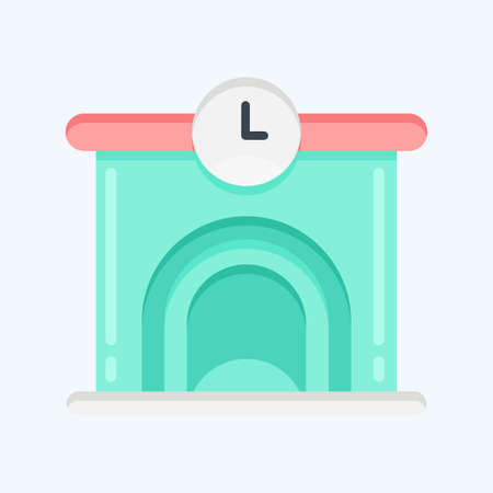 Icon Railway Station. suitable for education symbol. flat style. simple design editable. design template vector. simple illustrationのイラスト素材