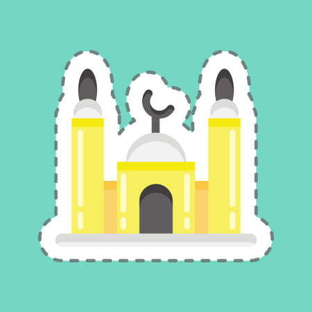 Sticker line cut Mosque. suitable for education symbol. simple design editable. design template vector. simple illustrationのイラスト素材