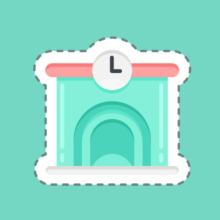 Sticker line cut Railway Station. suitable for education symbol. simple design editable. design template vector. simple illustrationのイラスト素材