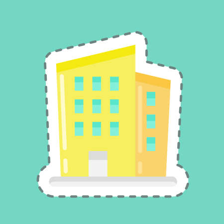 Sticker line cut New Building. suitable for education symbol. simple design editable. design template vector. simple illustrationのイラスト素材