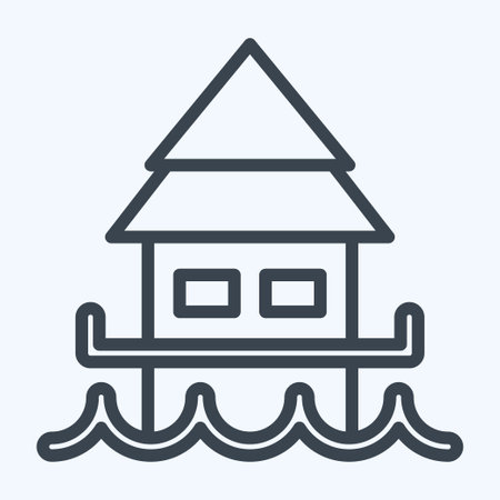 Icon Bungalow. suitable for education symbol. line style. simple design editable. design template vector. simple illustrationのイラスト素材