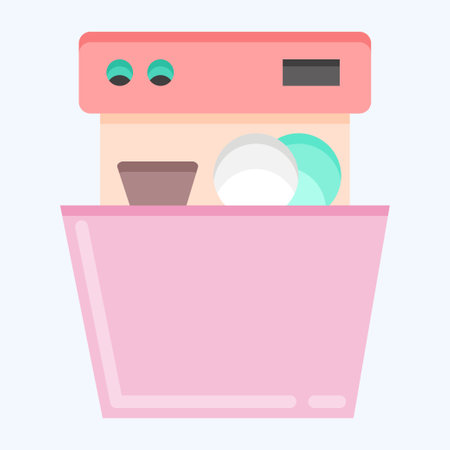 Icon Dishwasher. suitable for Kitchen Appliances symbol. flat style. simple design editable. design template vector. simple illustrationのイラスト素材