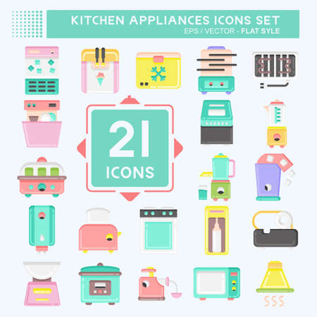 Icon Set Kitchen Appliances. suitable for Kitchen Sets symbol. flat style. simple design editable. design template vector. simple illustrationのイラスト素材