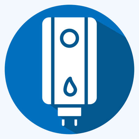 Icon Water Heater. suitable for Kitchen Appliances symbol. long shadow style. simple design editable. design template vector. simple illustrationのイラスト素材