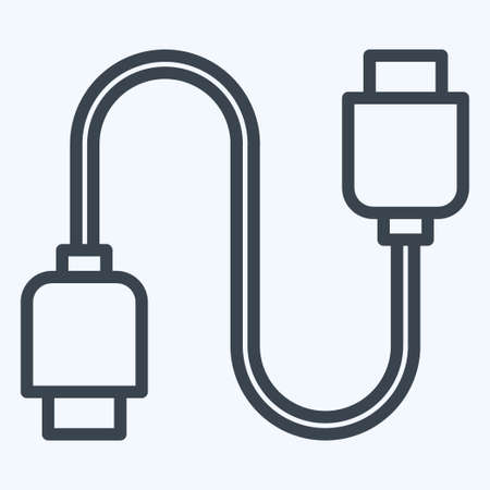 Icon Cable. suitable for Computer Components symbol. line style. simple design editable. design template vector. simple illustrationのイラスト素材