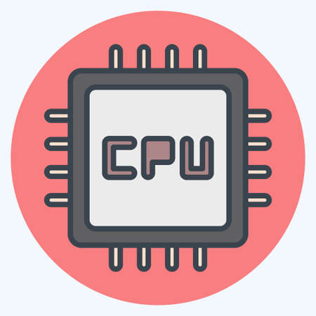 Icon CPU. suitable for Computer Components symbol. color mate style. simple design editable. design template vector. simple illustrationのイラスト素材
