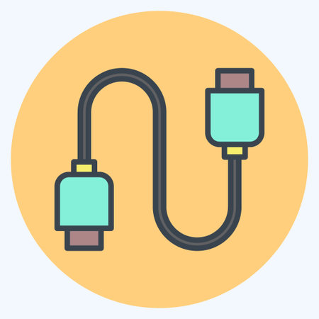 Icon Cable. suitable for Computer Components symbol. color mate style. simple design editable. design template vector. simple illustrationのイラスト素材