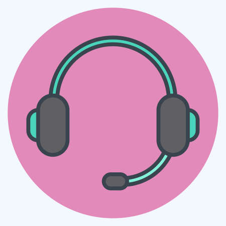 Icon Headphone. suitable for Computer Components symbol. color mate style. simple design editable. design template vector. simple illustrationのイラスト素材