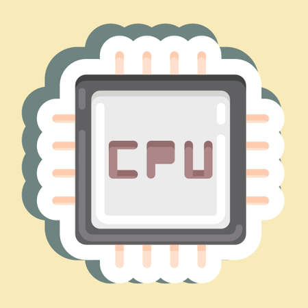 Sticker CPU. suitable for Computer Components symbol. simple design editable. design template...
