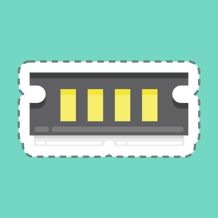 Sticker line cut RAM. suitable for Computer Components symbol. simple design editable. design template vector. simple illustrationのイラスト素材