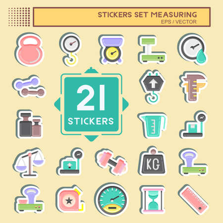 Sticker Set Measuring. suitable for education symbol. simple design editable. design template vector. simple illustrationのイラスト素材