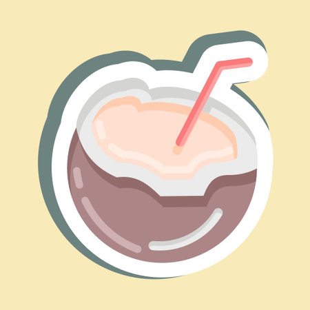 Sticker Coconut. suitable for Nuts symbol. simple design editable. design template vector. simple illustrationのイラスト素材