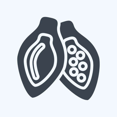 Icon Cacao Pod. suitable for Nuts symbol. glyph style. simple design editable. design template vector. simple illustrationのイラスト素材