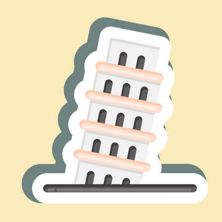 Sticker Pisa. suitable for education symbol. simple design editable. design template vector. simple illustrationのイラスト素材
