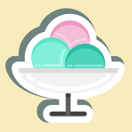 Sticker Gelato Bowl. suitable for education symbol. simple design editable. design template vector. simple illustrationのイラスト素材