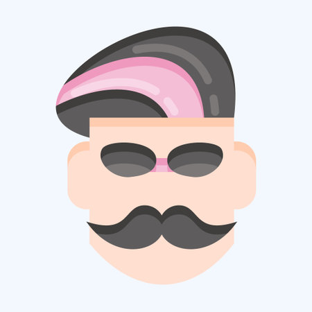 Icon Mustache. suitable for Barbershop symbol. flat style. simple design editable. design template vector. simple illustrationのイラスト素材