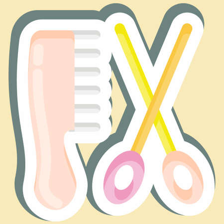 Sticker Hair Salon. suitable for Barbershop symbol. simple design editable. design template vector. simple illustrationのイラスト素材