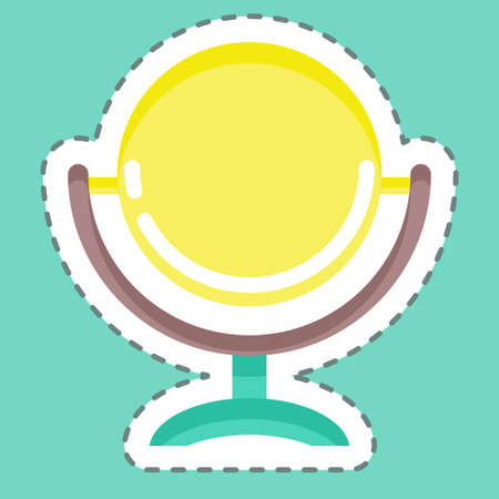 Sticker line cut Mirror. suitable for Barbershop symbol. simple design editable. design template vector. simple illustrationのイラスト素材