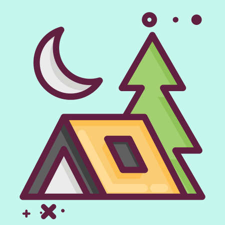 Icon Camp. suitable for Summer symbol. MBE style. simple design editable. design template vector. simple illustrationのイラスト素材