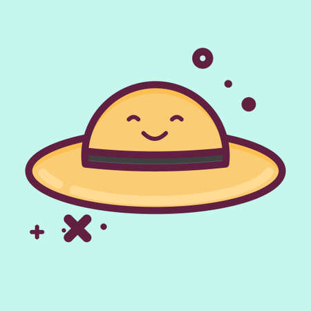 Icon Hat. suitable for Summer symbol. MBE style. simple design editable. design template vector. simple illustrationのイラスト素材