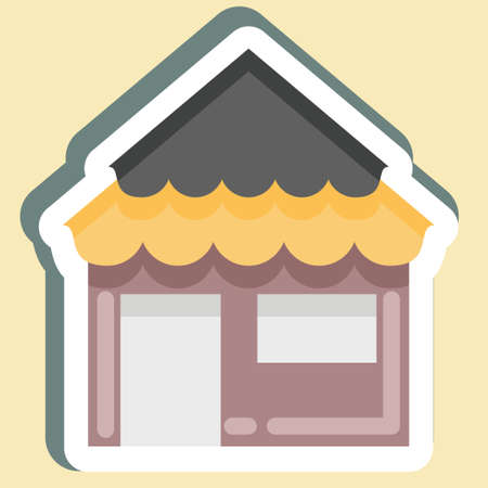 Sticker Bungalow. suitable for Summer symbol. simple design editable. design template vector. simple illustrationのイラスト素材