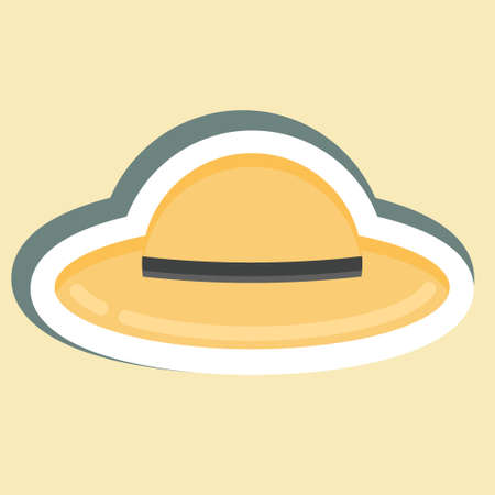 Sticker Hat. suitable for Summer symbol. simple design editable. design template vector. simple illustrationのイラスト素材