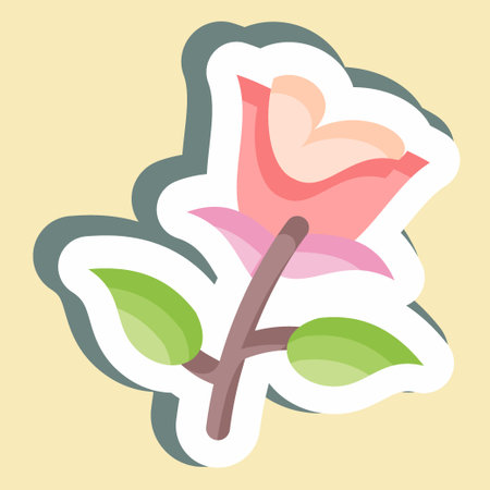 Sticker Rose. suitable for Garden symbol. simple design editable. design template vector. simple illustrationのイラスト素材
