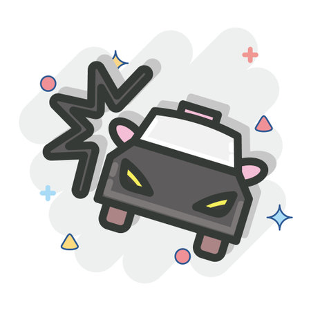 Icon Car Crash. suitable for Automotive symbol. comic Style. simple design editable. design template vector. simple illustrationのイラスト素材