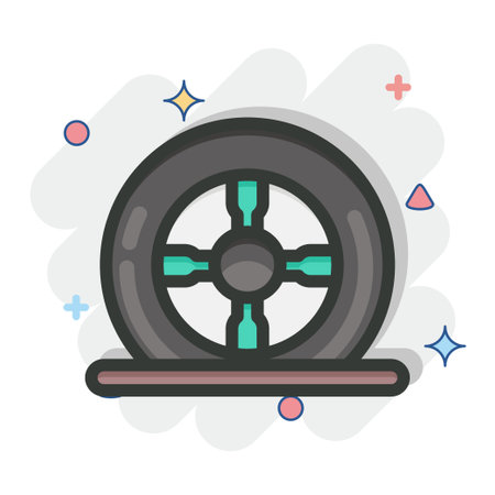 Icon Tire Flat. suitable for Automotive symbol. comic Style. simple design editable. design template vector. simple illustrationのイラスト素材