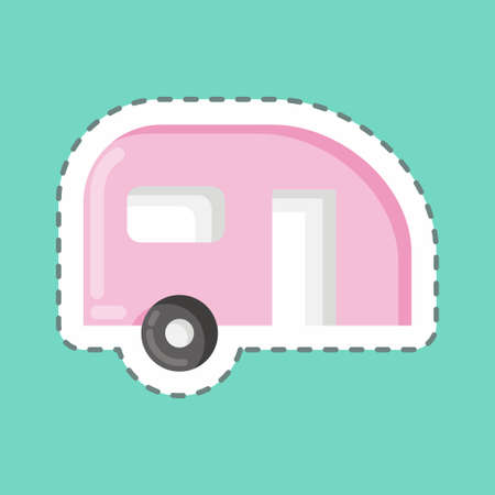 Sticker line cut caravan. suitable for Automotive symbol. simple design editable. design template vector. simple illustrationのイラスト素材