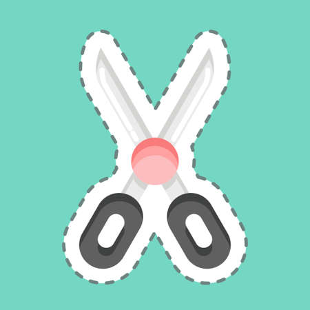 Sticker line cut Clothes Repair. related to Laundry symbol. simple design editable. simple illustration, good for printsのイラスト素材