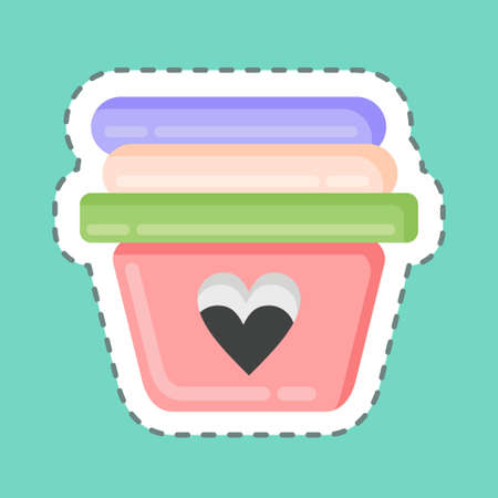 Sticker line cut Clothes. related to Laundry symbol. simple design editable. simple illustration, good for printsのイラスト素材