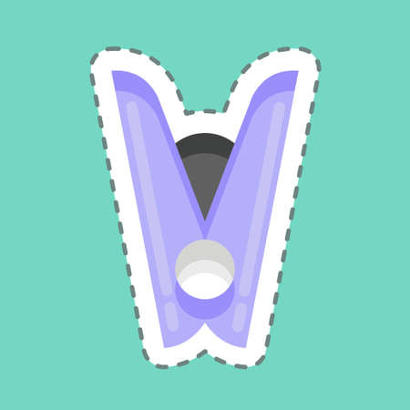 Sticker line cut Clothespin. related to Laundry symbol. simple design editable. simple illustration, good for printsのイラスト素材