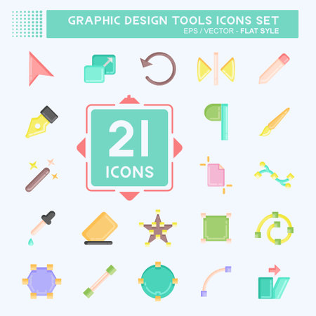 Icon Set Graphic Design Tools. related to Graphic Design Tools symbol. flat style. simple design editable. simple illustration. simple vector iconsのイラスト素材