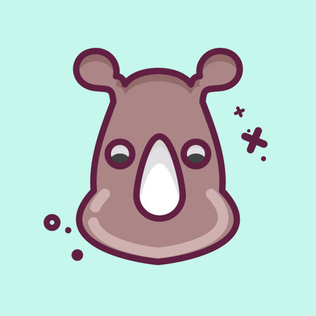 Icon Rhino. related to Animal Head symbol. MBE style. simple design editable. simple illustration. cute. educationのイラスト素材