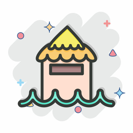 Icon Bungalow. related to Thailand symbol. Comic Style. simple design editable. simple illustration. simple vector icons. World Travel tourism. Thaiのイラスト素材