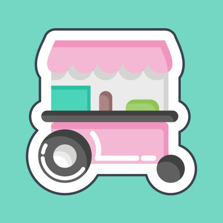 Sticker line cut Trolley Cart. related to Thailand symbol. simple design editable. simple illustration. simple vector icons. World Travel tourism. Thaiのイラスト素材