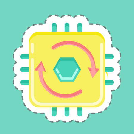 Sticker line cut Temporal Cycle Consistency. related to Machine Learning symbol. simple design editable. simple illustration. simple vector iconsのイラスト素材