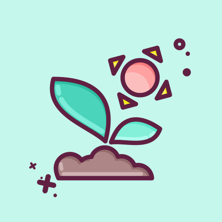 Icon Sprout 3. related to Flora symbol. MBE style. simple illustration. plant. Oak. leaf. roseのイラスト素材