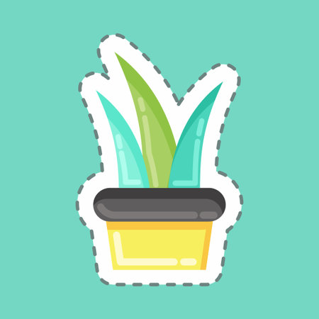 Sticker line cut Plant 2. related to Flora symbol. simple illustration. plant. Oak. leaf. roseのイラスト素材