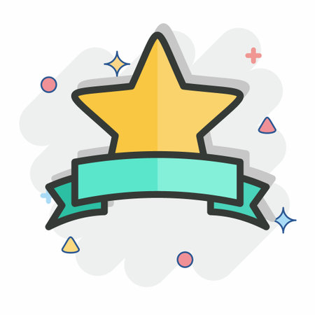 Icon Award Star. related to Stars symbol. Comic Style. simple design editable. simple illustration. simple vector iconsのイラスト素材