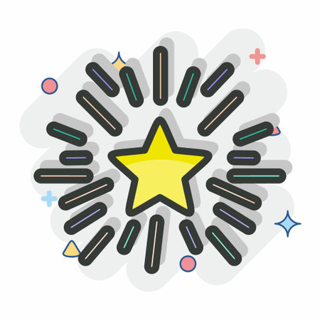 Icon Star with Rays. related to Stars symbol. Comic Style. simple design editable. simple illustration. simple vector iconsのイラスト素材